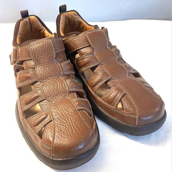Dr. Comfort Fisherman Sandals Brown Padded Collar Hook Loop Leather Men’s 12 M main image 11
